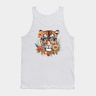 Watercolor Floral Tiger Tank Top